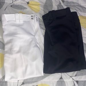 White and Black Mizuno softball pants